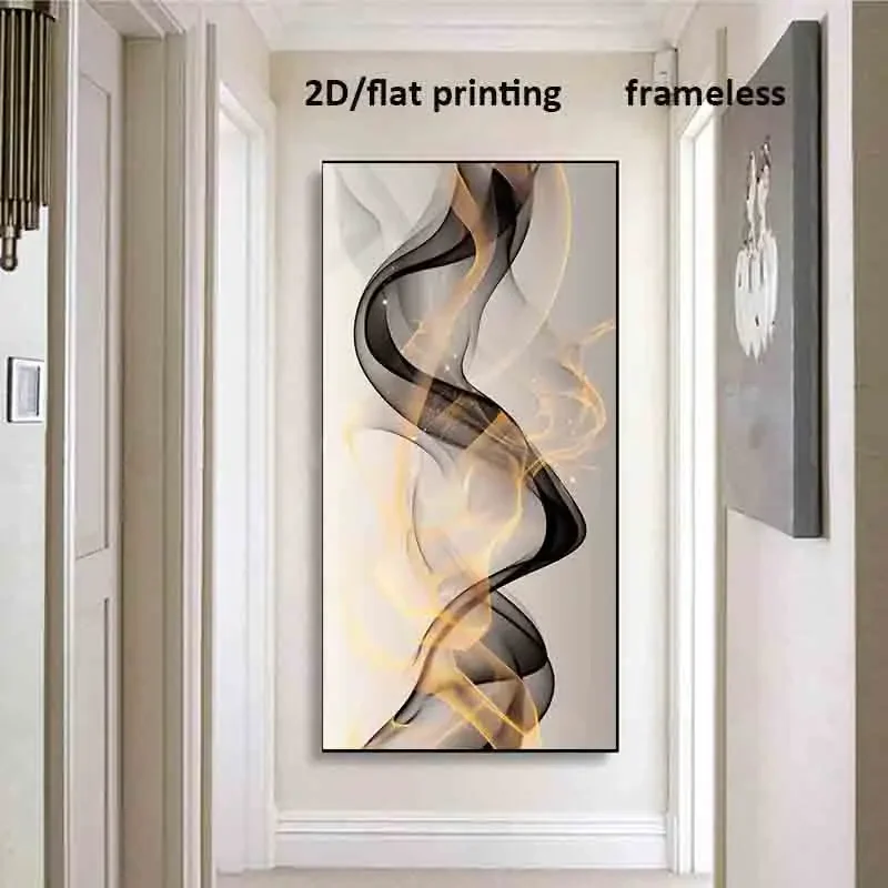 (1PC Unframe)1pc Extra Large Modern Abstract Flame Dance Canvas Poster - Golden, Brown, Orange, Red, Yellow, Green, Purple, Pink