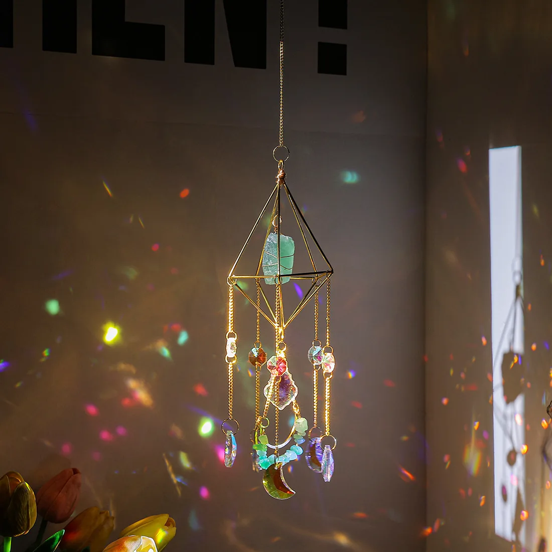 1pc Crystal handmade wind chimes Crystal Prism Daylight Catcher Glass Prism window hanging pendant home garden porch decor