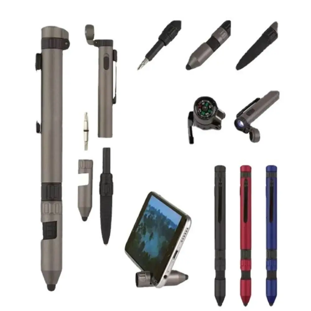 Multifunctional Pen Light Pen Outdoor  Travel 6-in-1 Multi-function Tool Screwdriver Compass Touch Holder Light Pen