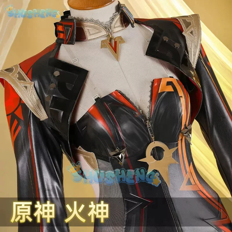 Genshin Impact Mavuika Pyro Archon Spielanzug Sexy Overalls Uniform Cosplay Kostüm Halloween Party Outfit Damen XS-XXL