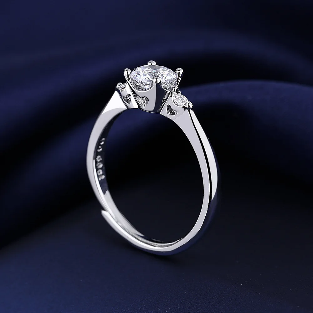 PT950 Korean version trendy celestial spirit female ring with micro-set bezel and adjustable design