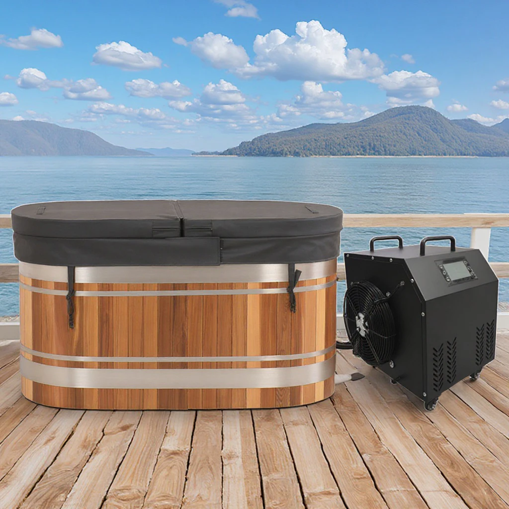 Good Quality Outdoor Spa Bath with Red Cedar Stainless Steel Ice Bath Low Temperature Recovery Cold Plunge