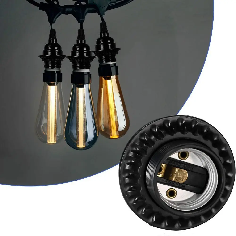 New with Pull Switch Bakelite E27 Bulb Base Half Teeth 250V Lamp Holder Black Plastic Bulb Lamp
