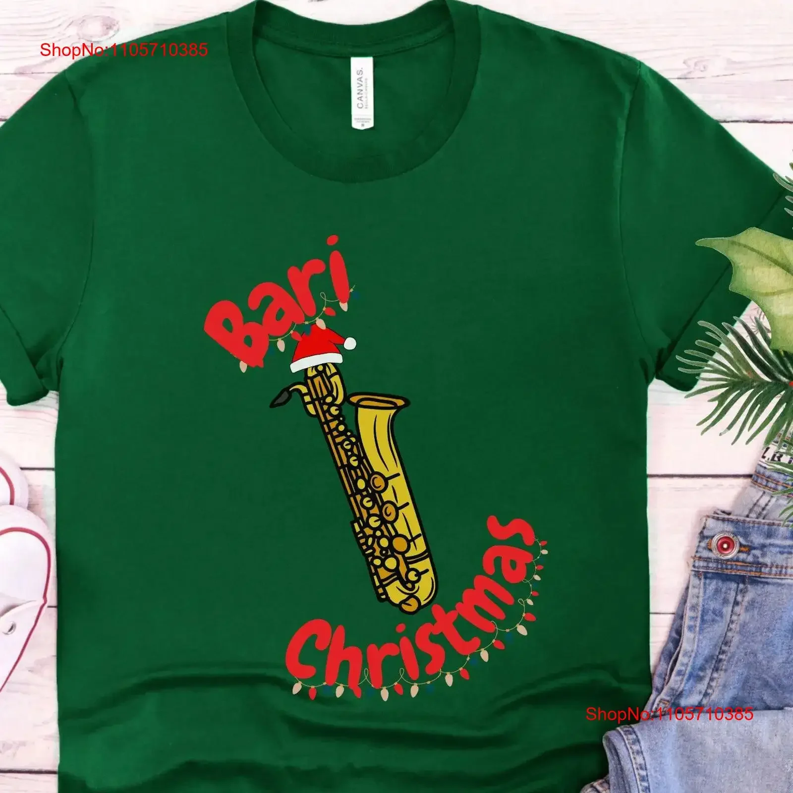 Baritone Saxophone Christmas T shirt Bari Sax for Player Xmas s vintage Washed Stretched Versatile graphic designer clothes
