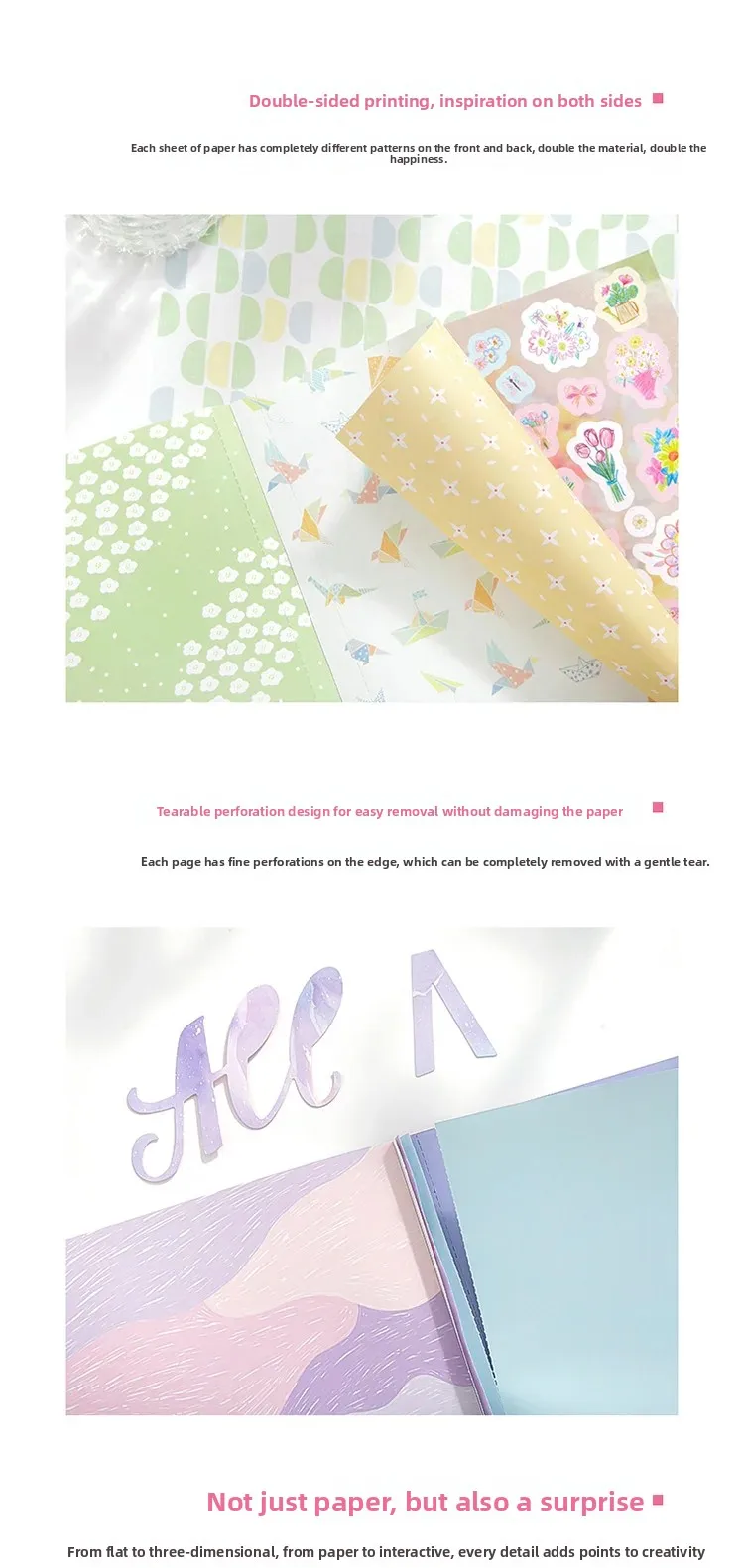 Journal GO 64-teiliges Inspirations-Scrapbook-Dekorationsmaterial-Set mit Materialpapier, Aufklebern, Briefkarten, DIY-Collage-Journal – Detail 5