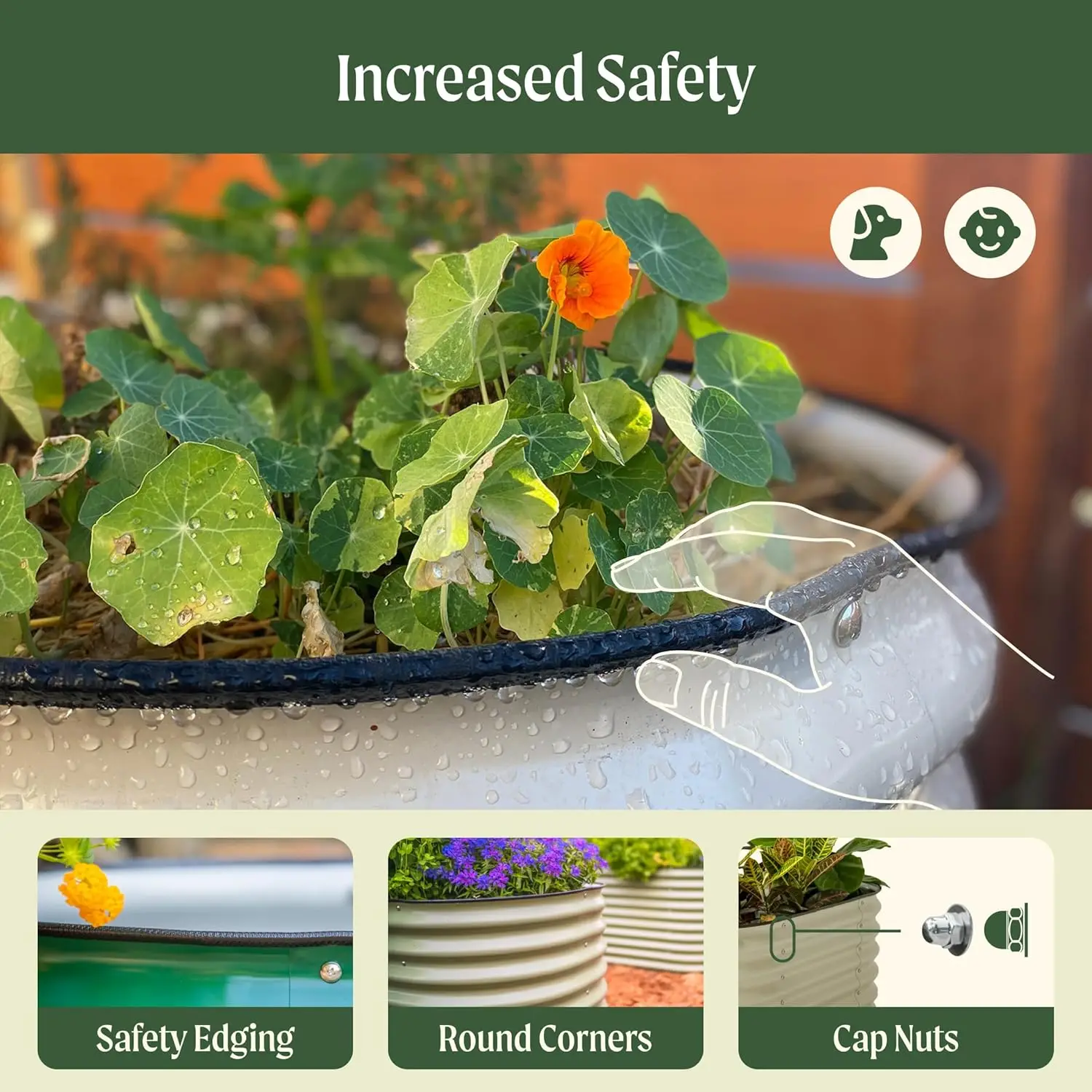 17 Zoll hohes, modulares 6-in-1 Metall-Hochbeet, Garten-Hochbeet-Bausätze für Gemüse, Blumen, Terrassen und Boden – Pflanzkasten – Detail 4
