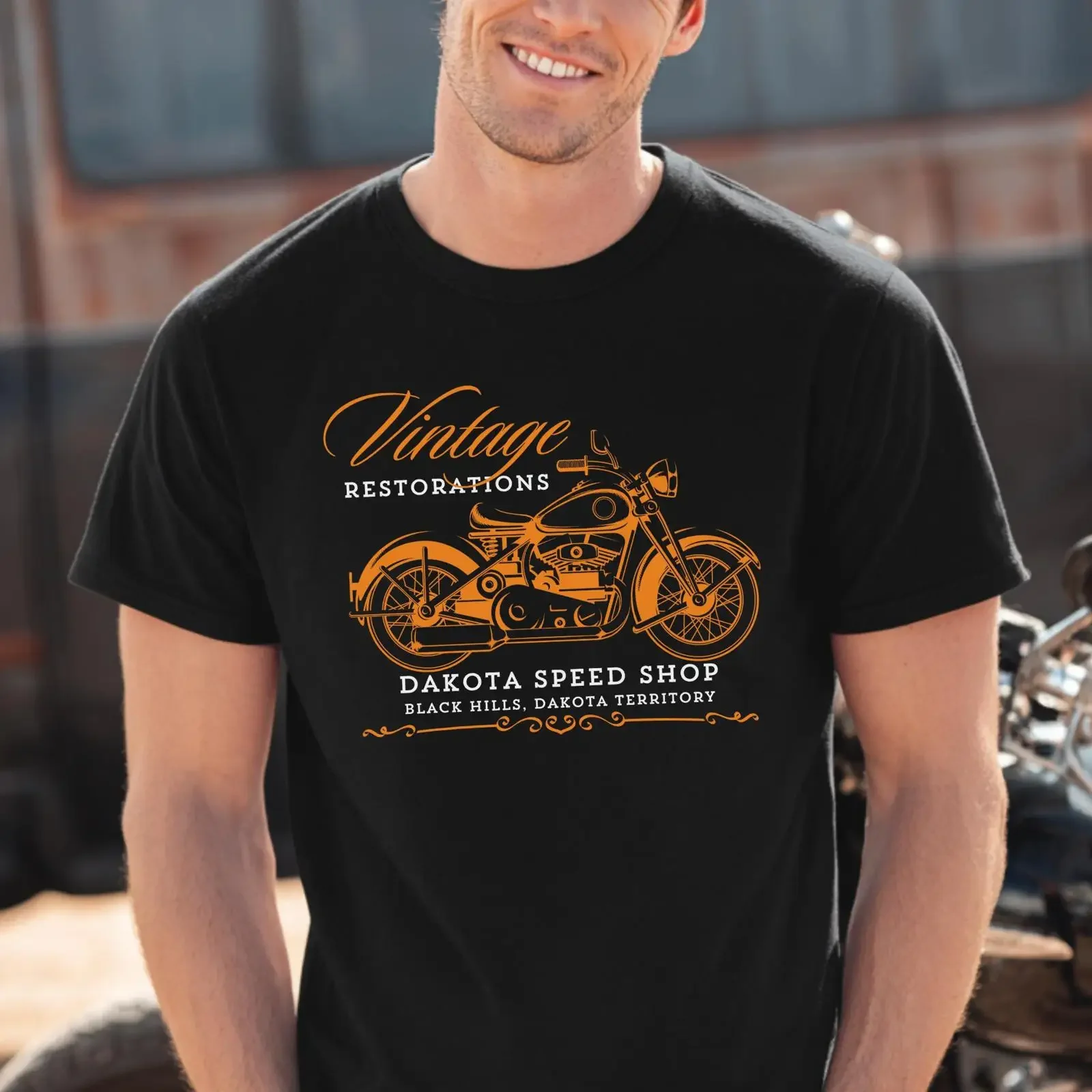Biker T Shirt Vintage Restorations Classic Motorcycle for Men or Women Dad vintage Washed Top For Everyday Wear homme Unisex
