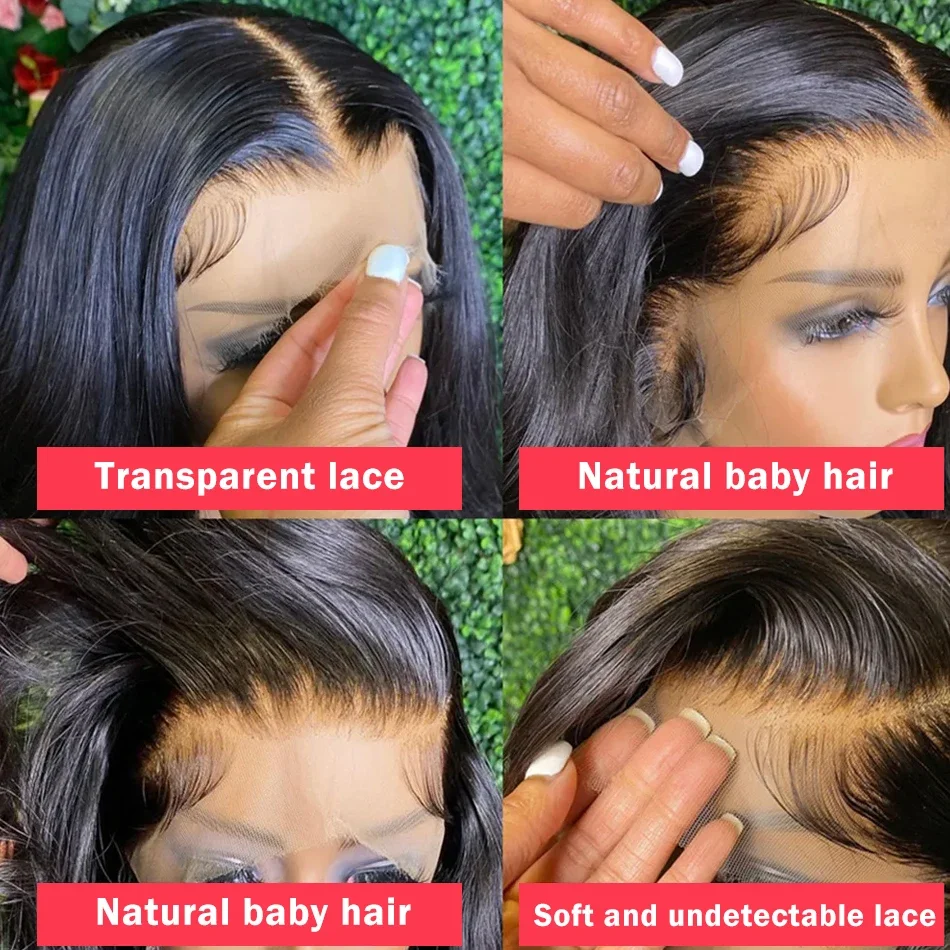 Frente do laço peruca de cabelo humano em linha reta peruca de renda transparente para as mulheres brasileira 13x4 peruca frontal do laço cabelo humano natural cor preta