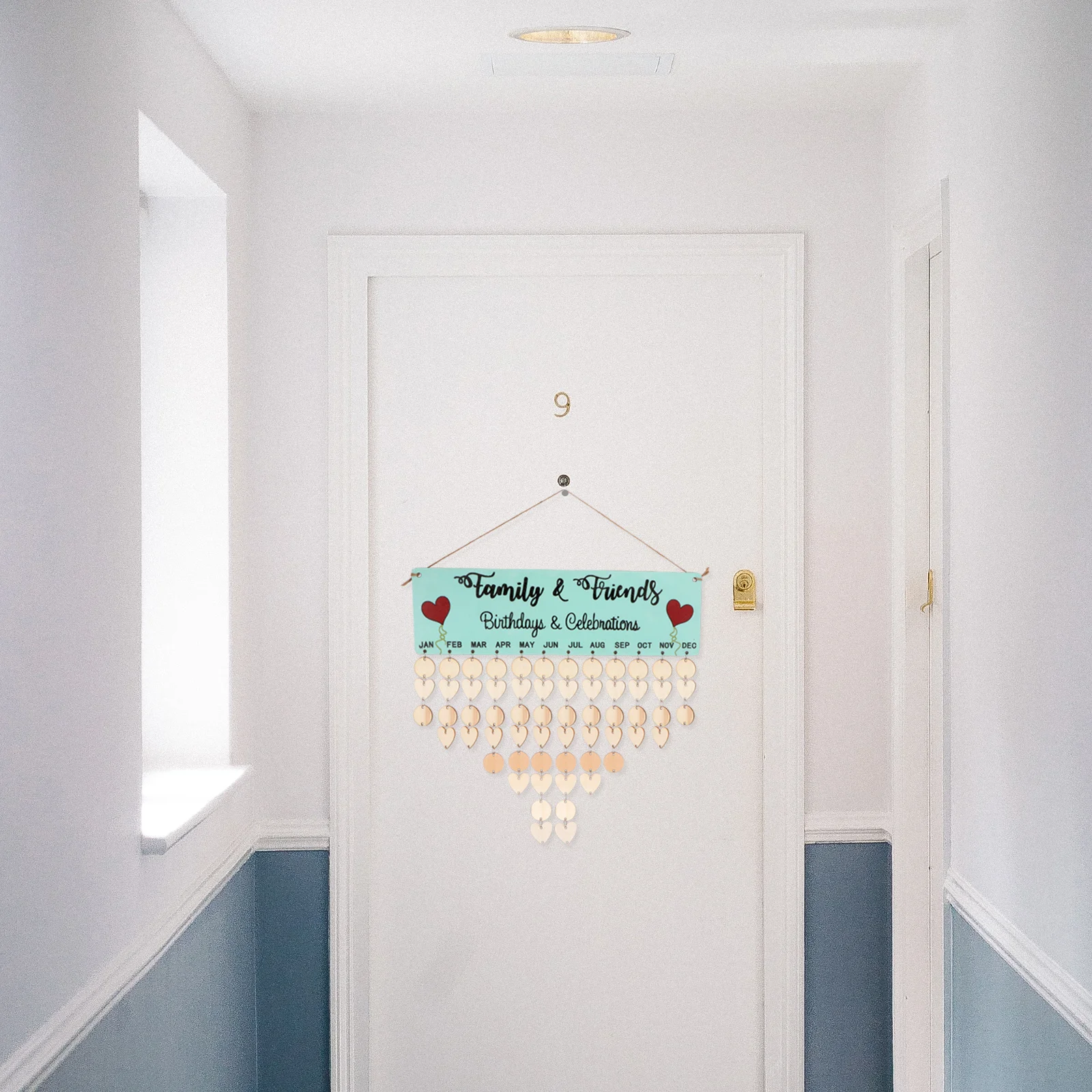 

1 комплект, подвесное украшение для деревянного календаря с 50 круглыми 50 дисками в форме сердца для напоминания о дне рождения, отслеживание семейного юбилея, фестиваля