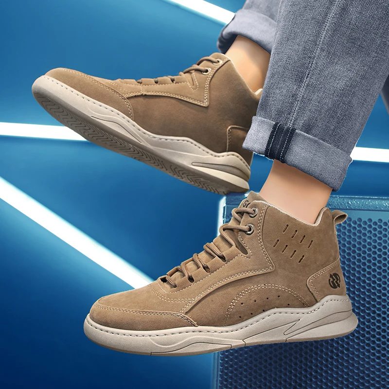 High Top Boots Men's Shoes Motorcycle Ankle Boot Shoes for Men Winter Boots Men's Sneakers Lace-Up Botas Hombre Zapatillas Male