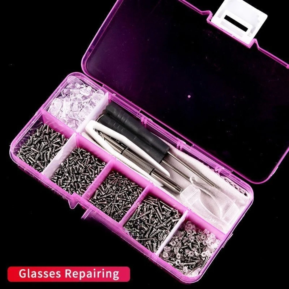 

Eyeglass Repair Screw Nose Pad Set Screw Soft Rubber Nose Pad Screwdriver Tweezers Ear Hooks Spare Parts Repair Tool Kit