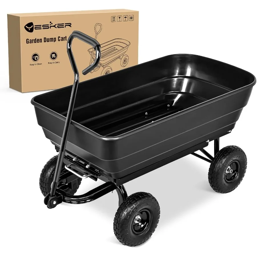 

Garden Carts 900lbs Dump Wagon with All Terrain Inflatable Wheels for Yard Lawn Farms Gardening Heavy Duty Utility Outdoor Haul