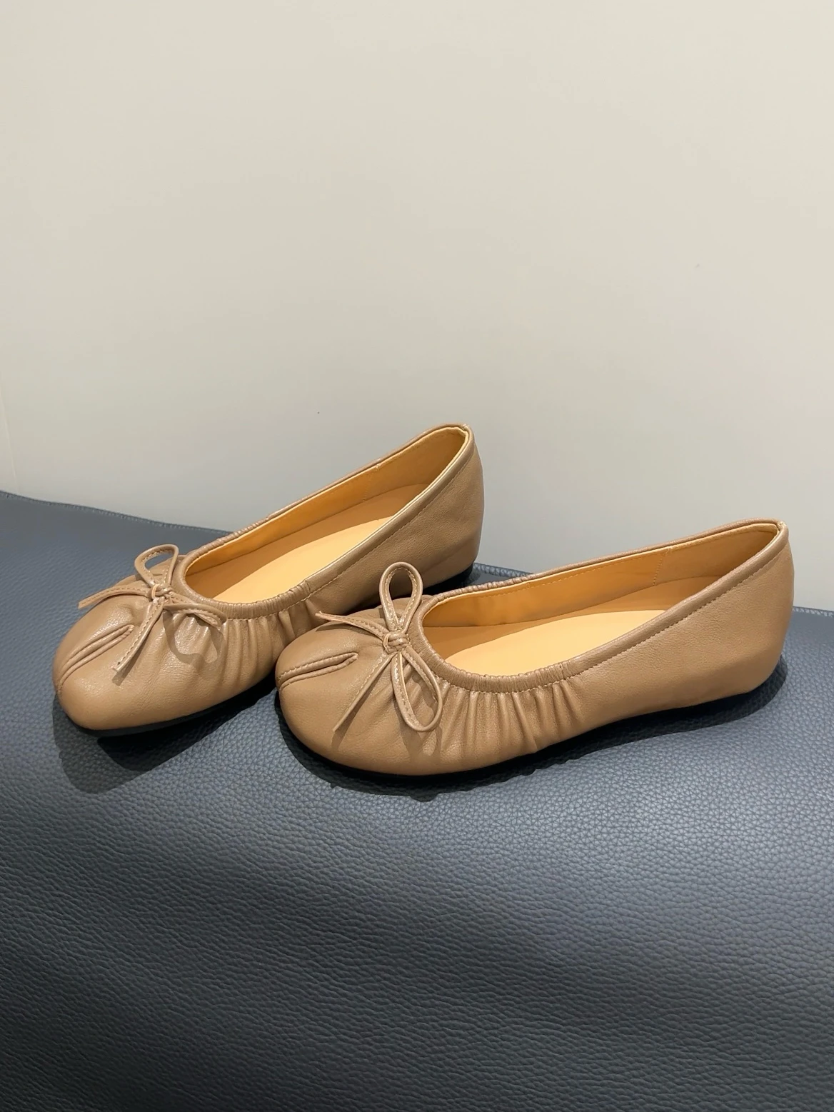 new-2026-nude-round-head-flat-bottom-single-shoes-knot-mary-janes-ballet-shoes-grandma-shoes-korean-style-flats