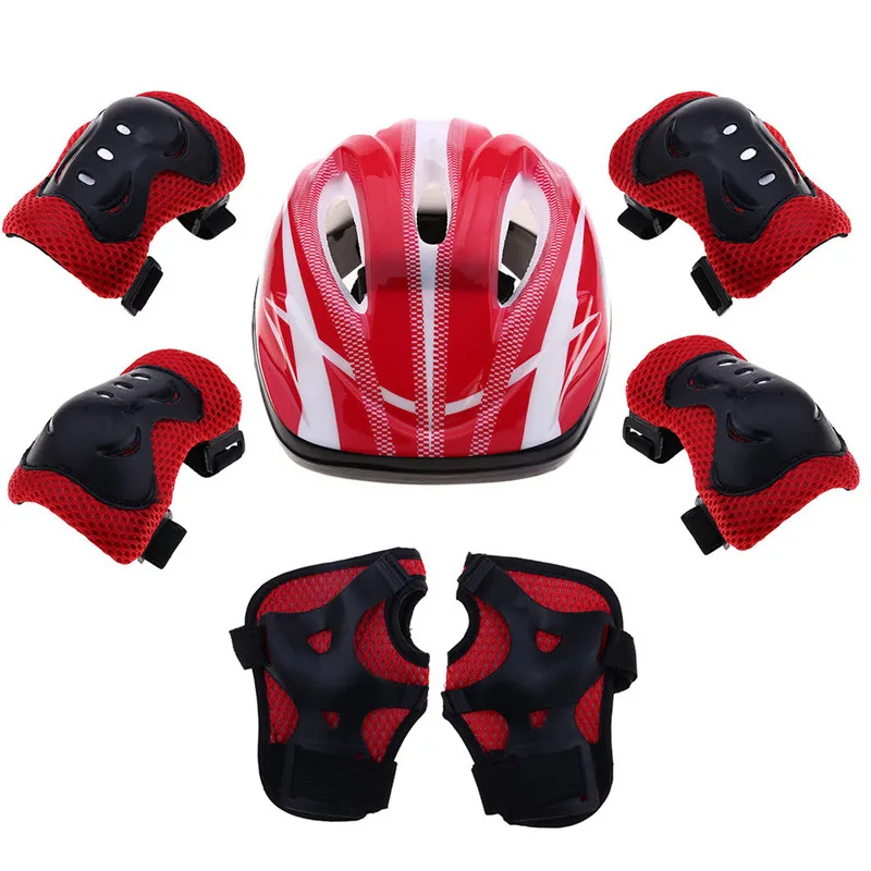 7PCS/Set Knee Elbow Protection Sets Safety Helmet Bicycle Scooter Roller Skating Protective Gear Sets Bike Cycling Wrist Guard