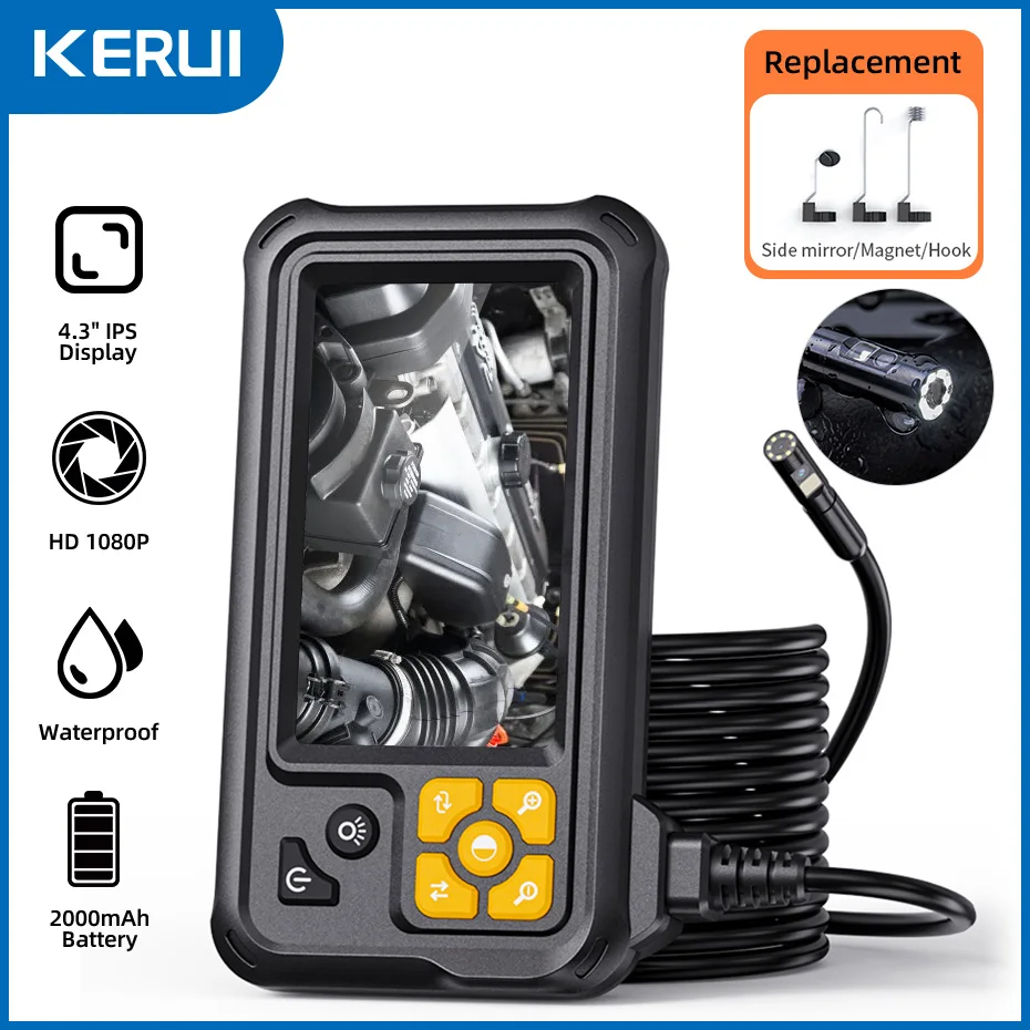 

KERUI Mini Camera with 4.3-inch Screen Single/Dual Lens Industrial Endoscope Camera for Pipeline Inspection, Vehicle Maintenance