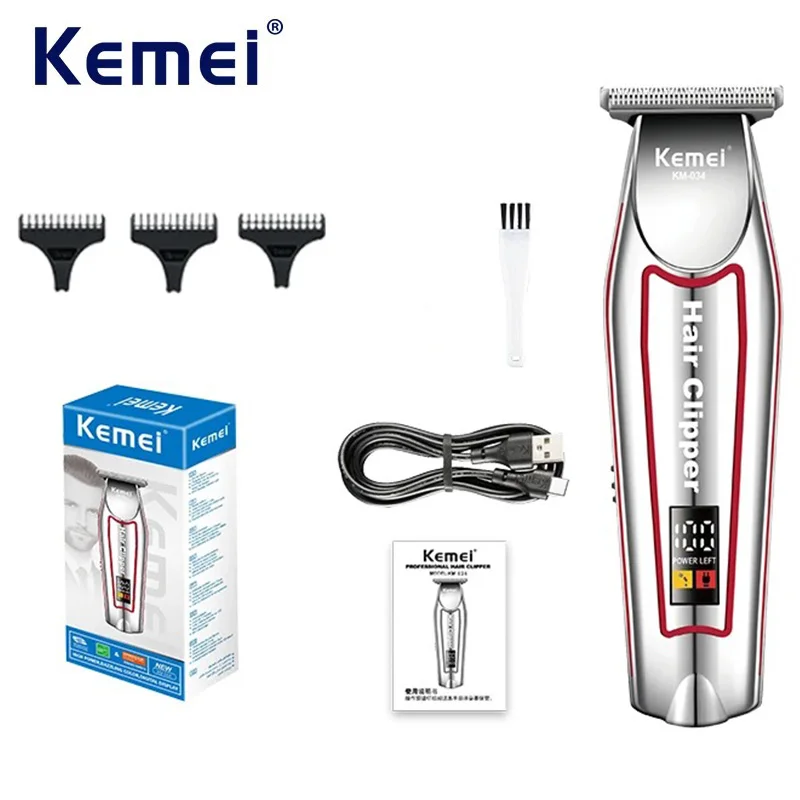 

Kemei Electric T-Blade Zero Gap Hair Trimmer Professional Men Hair Clippers Cordless Beard Trimmer Rechargeable Haircut Machine