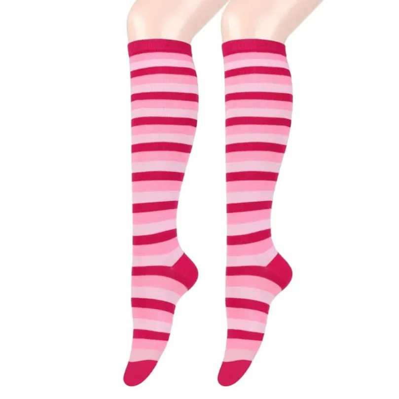 Mittlere Rohr Socke Kniehohe Frauen Damen Gestreiften Japanischen Harajuku Kreative COSPLAY Baumwolle Waden Socken Schwarz Rosa Weibliche Sox Geschenk