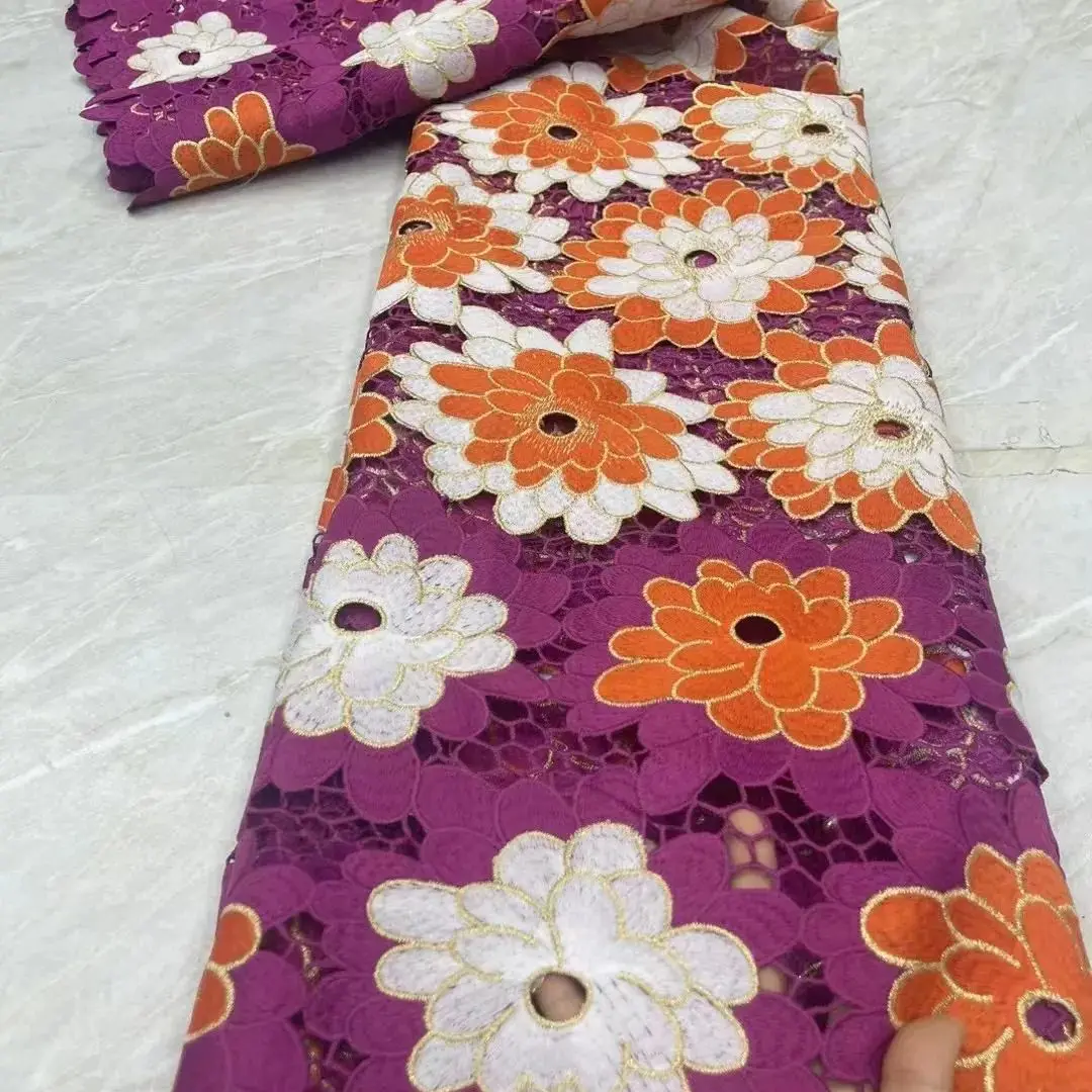 

Multicolor African Guipure Cord Lace Fabric High Quality Nigerian French Lace Fabric For Sewing Woman Wedding Dresses