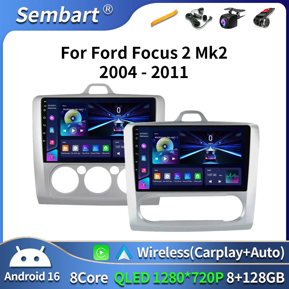 

9 inch Android 16 Auto Car Radio For ford focus EXI MT 2 3 Mk2 2004 -2011 2 Din Multimedia Player Carplay autoradio Stereo GPS
