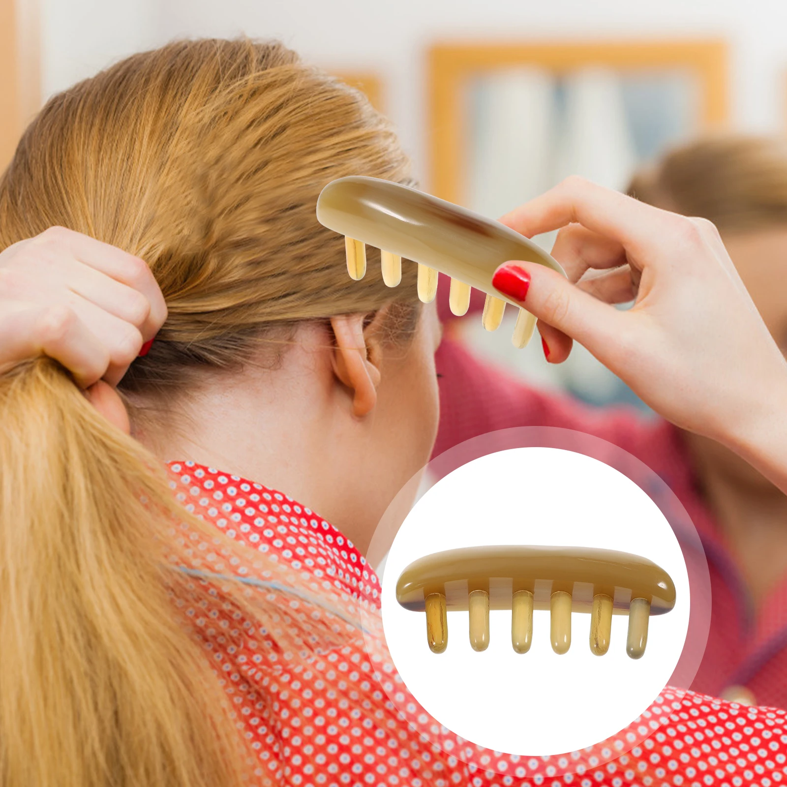 

Massage Comb Teeth Scalp Massager Durable Ox Guasha Comb Horn Smooth Edges Safe Comfortable Hair Tool For Men Women