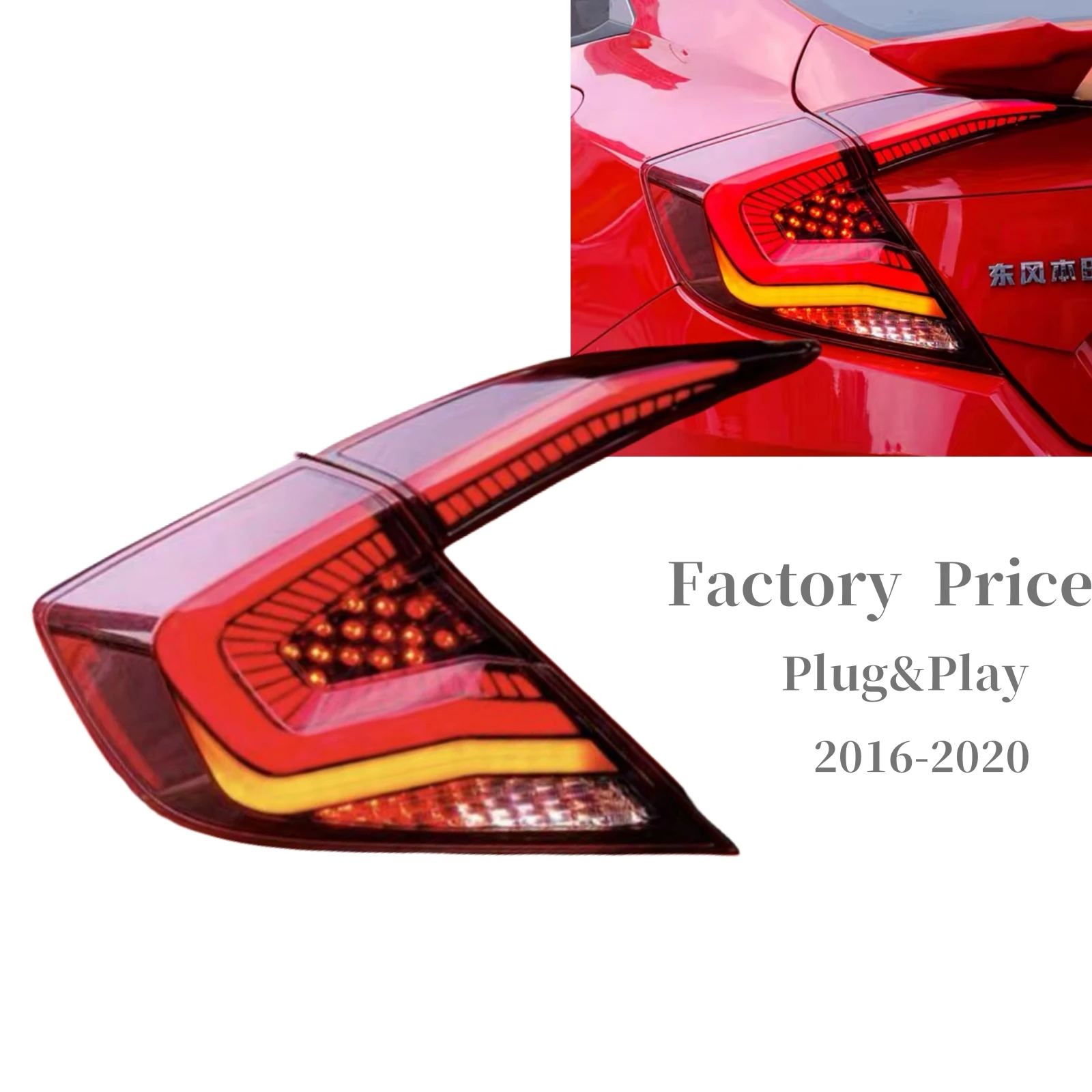 

ZAIQU Auto Parts Car Accessories for civic 2016-2021 Car Tail Light Led Rear Lamp Taillight for 10th Led Tail Lights
