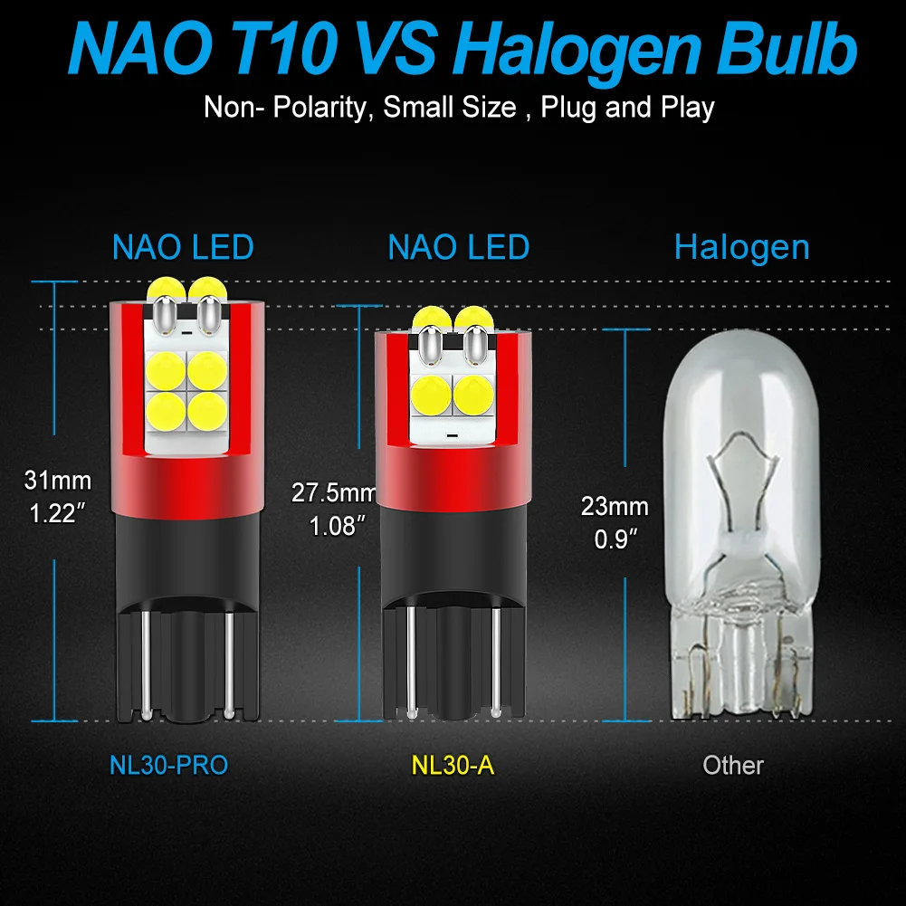 NAO 10x T10 W5W LED CANBUS Error Free 24V 12V 700LM Ultra Bright 5 w5 194 168 parcheggio Auto interni Auto targhe illuminazione