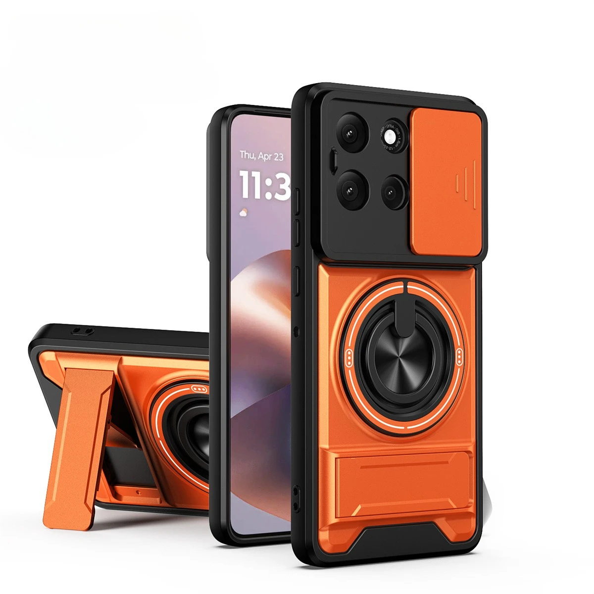 Capa de telefone magnética para motorola moto g35 g55 g86 g53 g34 g56 g84 g64 g45 5g g54 slide câmera proteção anel suporte capa