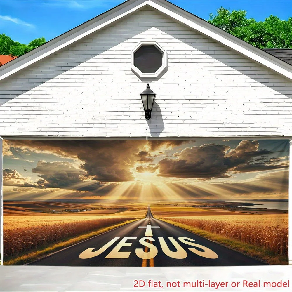 1 piece - Large/Extra Large Jesus Crossroads Scenic Religious Banner - Angel Theme High-Resolution Printingzyc
