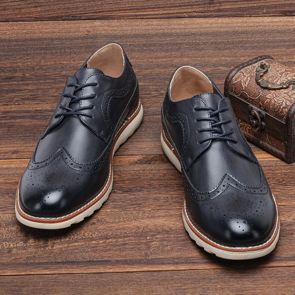 7-12 Brogue Men Shoes Brand 2023 Comfortable Fashion Luxury Casual Shoes Men #Kd529