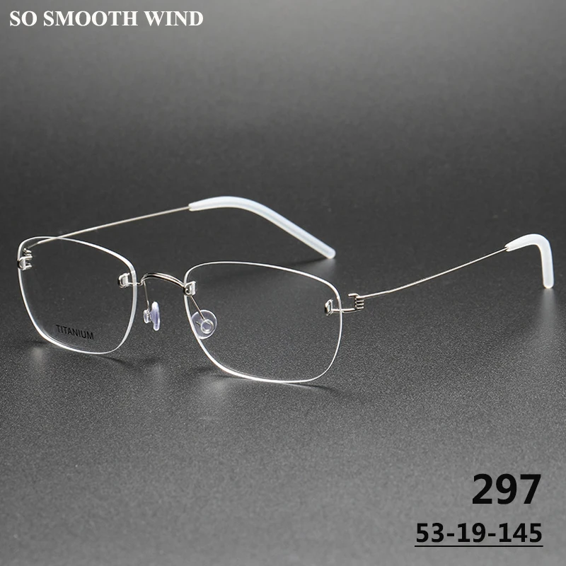 Denmark Square Rimless Glasses Frame 297 Ultralight Men Screwless Air Titanium Rim Eyeglasses Frames Spectacles Eyewear Oculos