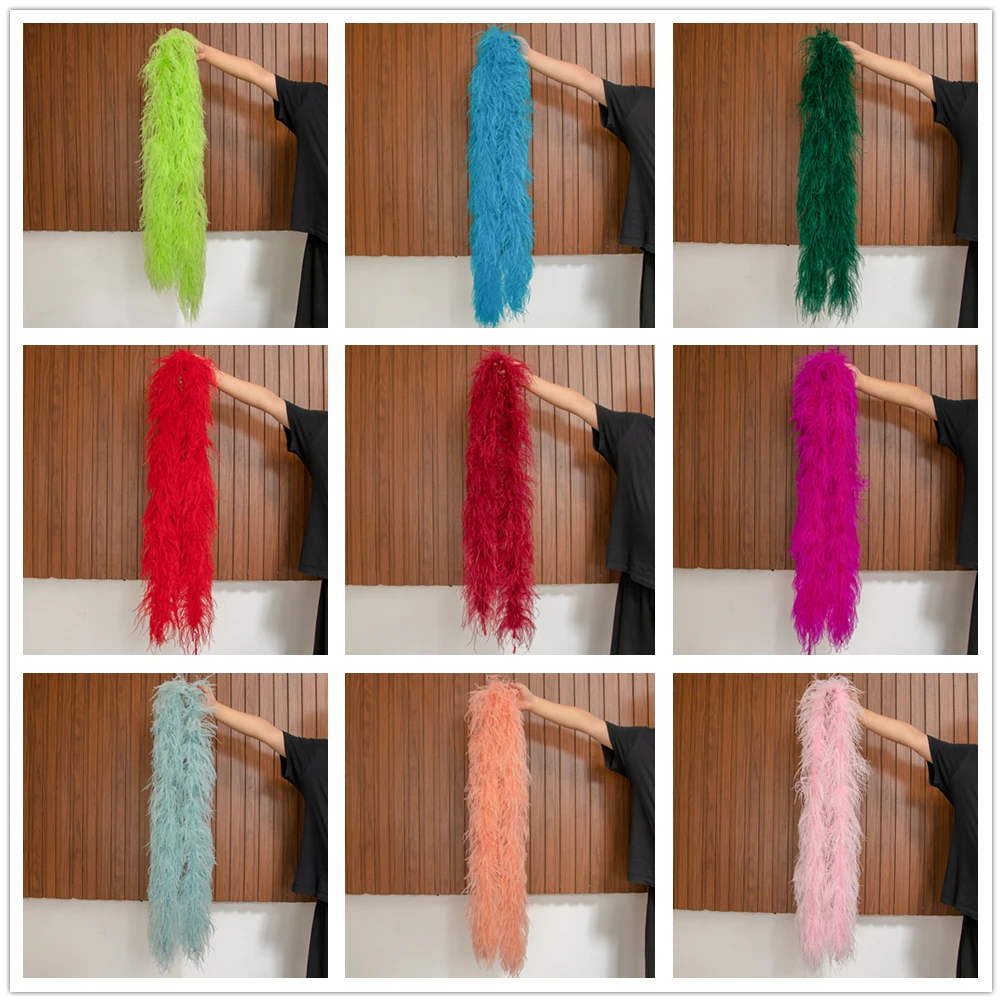 

Multicolor Ostrich feather boa 6Ply Thick Soft Ostrich feathers Shawl for Lady Clothing Dress Sewing Decoration fabric