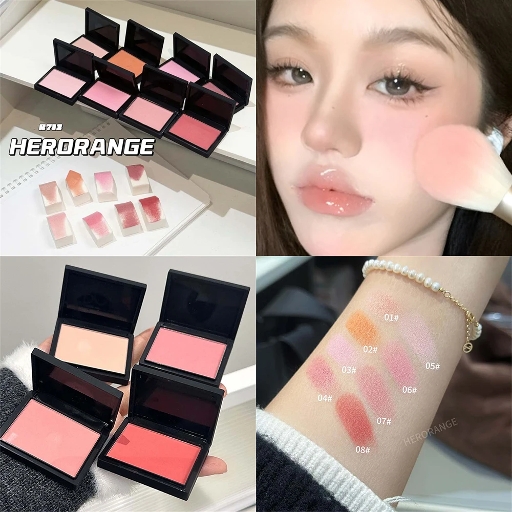 Silky Touch Monochrome Powder Blusher Natural Nude Peach Delicate Makeup Long-lasting Low Saturation Matte Facial Rouge Palette