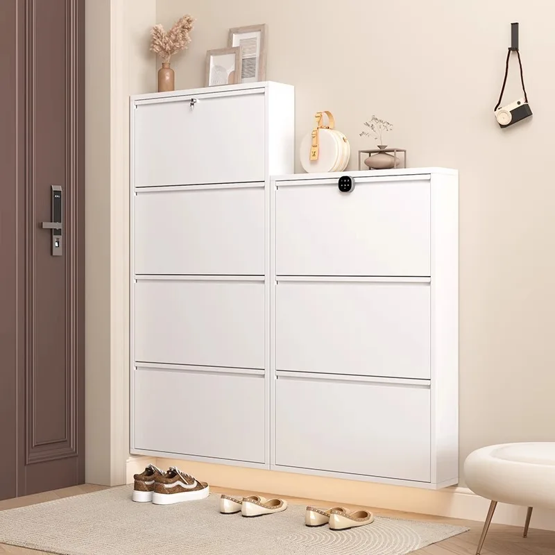 

Steel Locking Outdoor Ultra-thin Tipping Bucket Shoe Cabinet For Home Storage Into The Door, Outdoor Door Outside