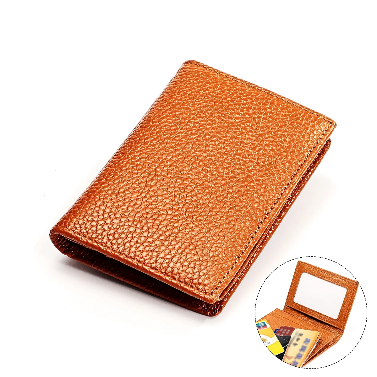 

Men Genuine Leather Business Card Holder RFID Blocking Bifold Bank ID Credit Card Case Fashion Money Purse Slim Compact Wallet