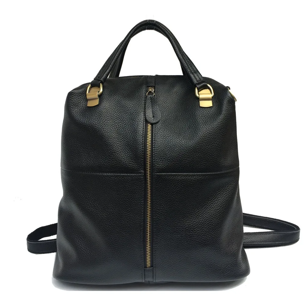 

Nesitu Highend A4 Vintage Black Top Grain Genuine Leather Daily Women's Backpack Cowhide Shoulder Travel Bag Female M6015