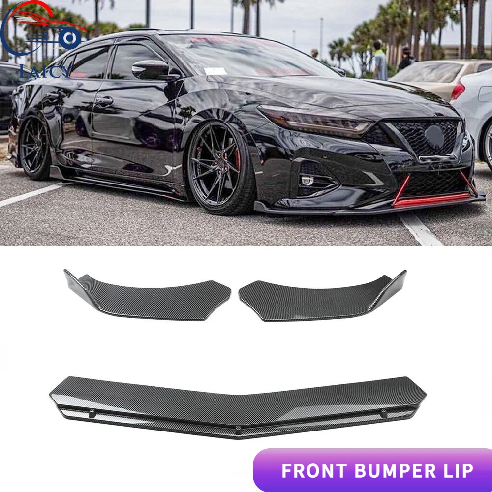 LAICY 3PCS For Nissan Maxima 2009-2015 Car Front Bumper Lip Splitter Body Kit Chin Spoiler Anti Scratch Diffuser Lip Trim Dam