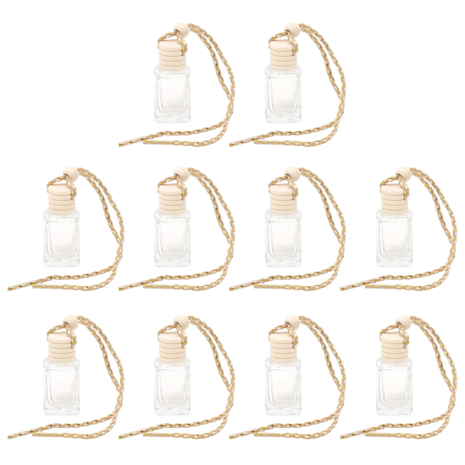 

10 Pcs Rearview Mirror Pendant Wood Aromatherapy Hanging Car Accessories Rearview Mirror Ornament Bottle Pendant Air Freshener