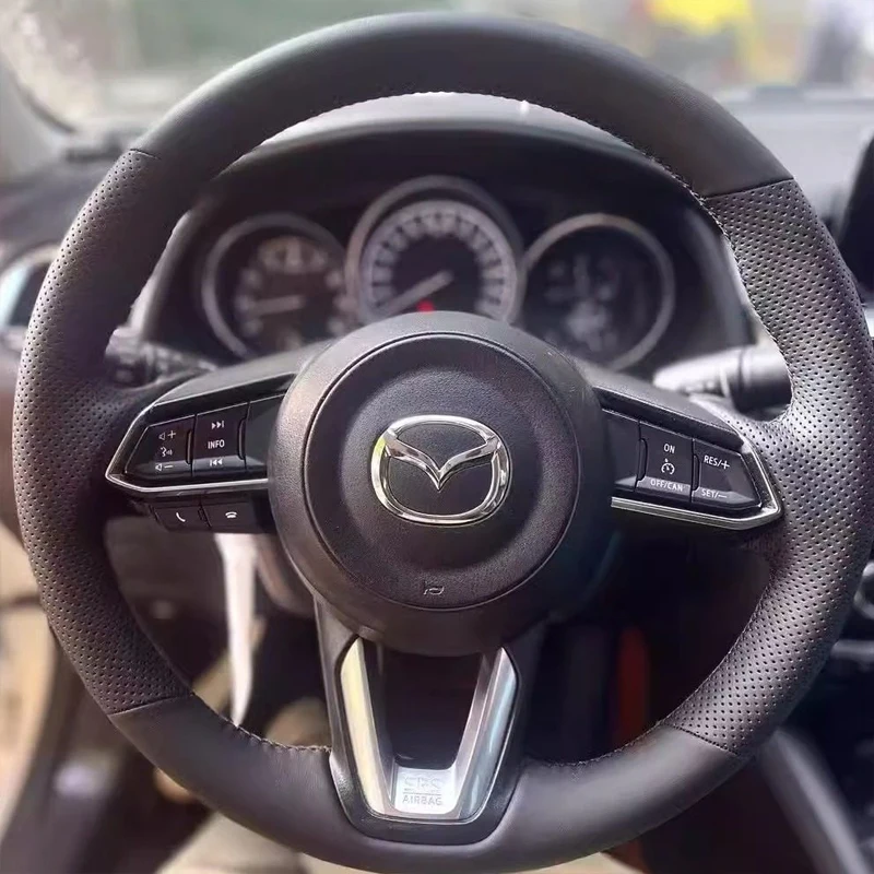 

Кожаный чехол на руль автомобиля по индивидуальному заказу для Mazda 3 Axela 2017-2021 CX5 CX-5 CX4 CX-4 Atenza Mazda 6 MX-5 MX5 CX-8