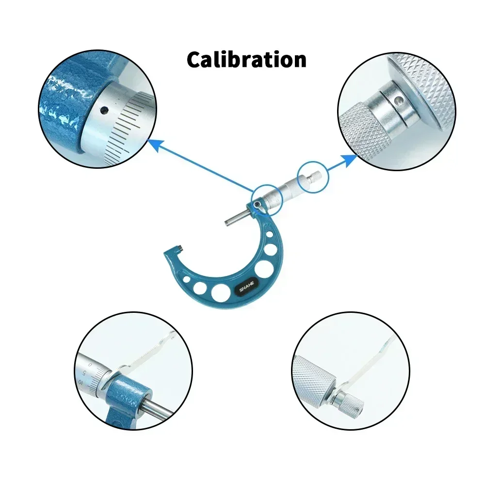 SHAHE Outside Micrometer Set 0-25mm 25-50mm 50-75mm 75-100mm 0.01mm Micrometer Gauge Meter Micrometer Measuring Tools
