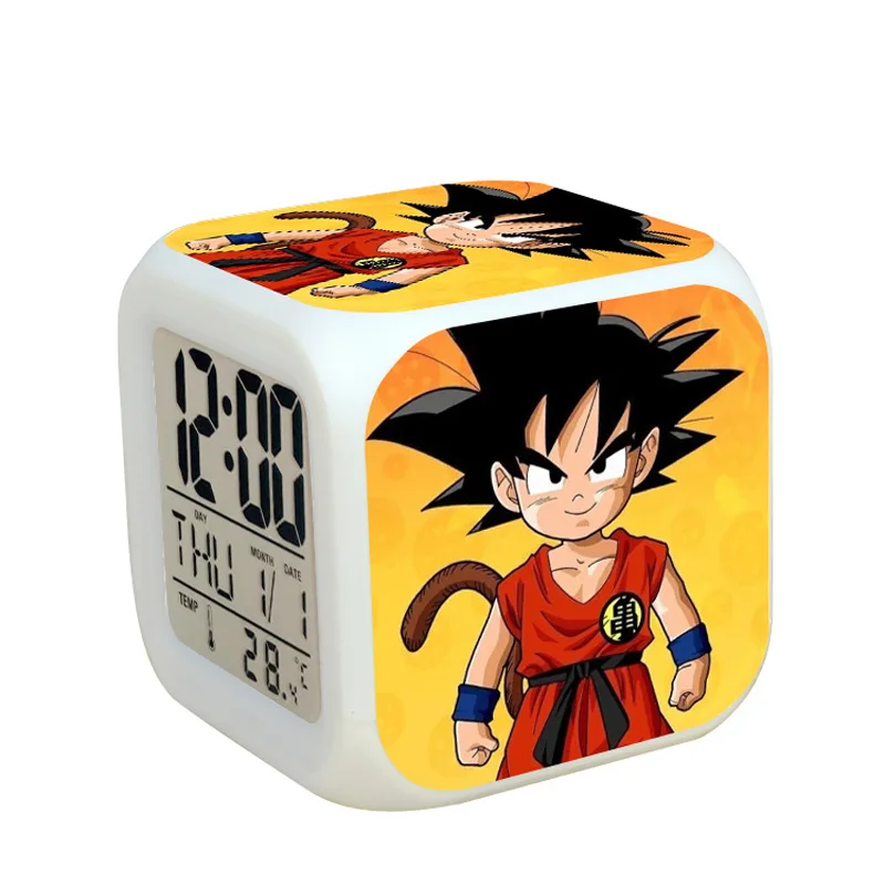 Anime Dragon Ball Z Son Goku Cute Led Colorful Digital Square Clocks Kids Student Boys Get Up Timed Alarm Clock Kawaii Girl Gift