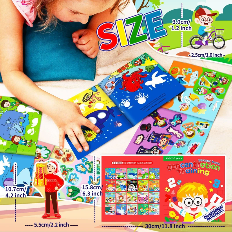 10PCS/SET Baby Sticker Books Full Brain Development Sticker for Kids Concentration Training Cognitive Early Educational Toys