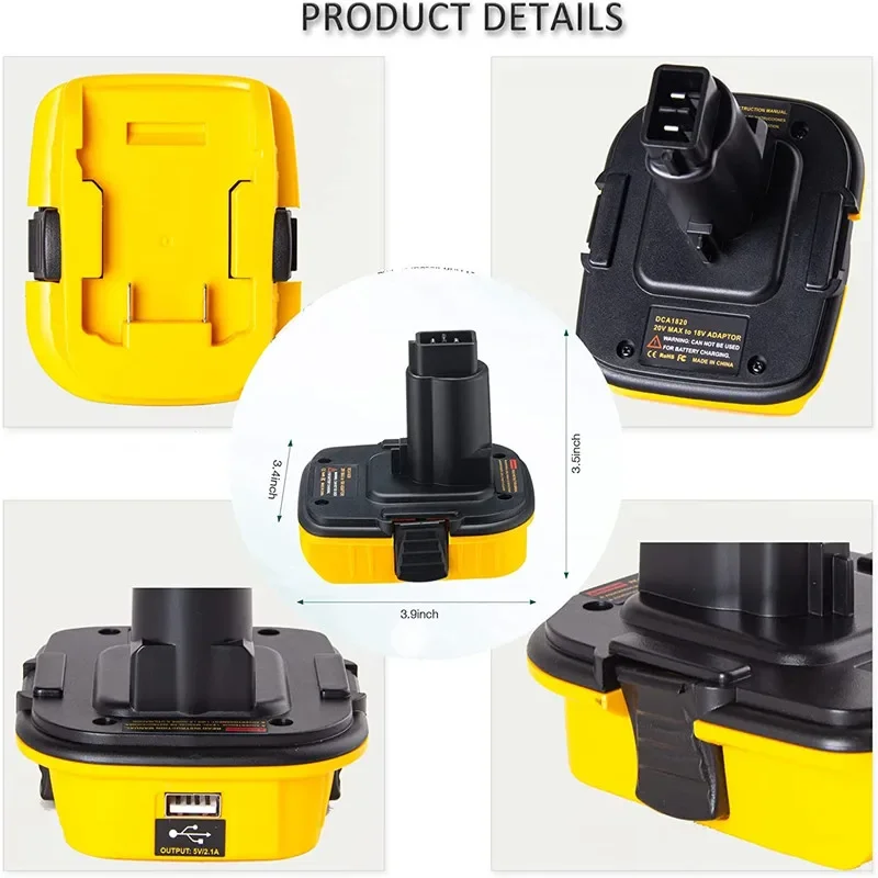 

Tool Accessory DCA1820 Converter Adapter for Dewalt 18/20V Lithium Batteries Compatible for Dewalt 18V Ni-Cd and NiMH Power Tool