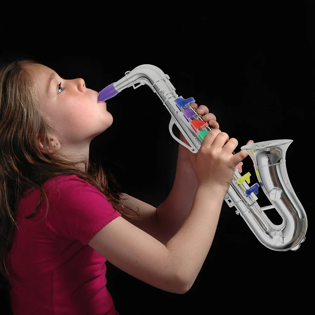 Toys Children's Musical Instrument Saxophone Puzzle Kid Stage Performance Prop Silver Kids Imitation