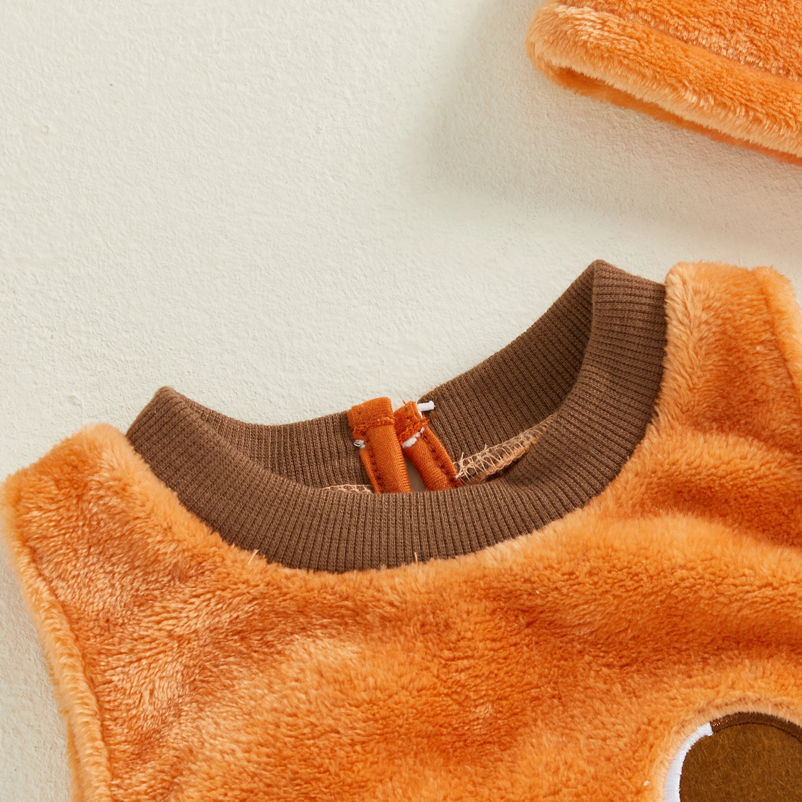 VISgogo Детский костюм Турции на День Благодарения, плюшевый комбинезон без рукавов с круглым вырезом и шляпой, комплект из 2 предметов