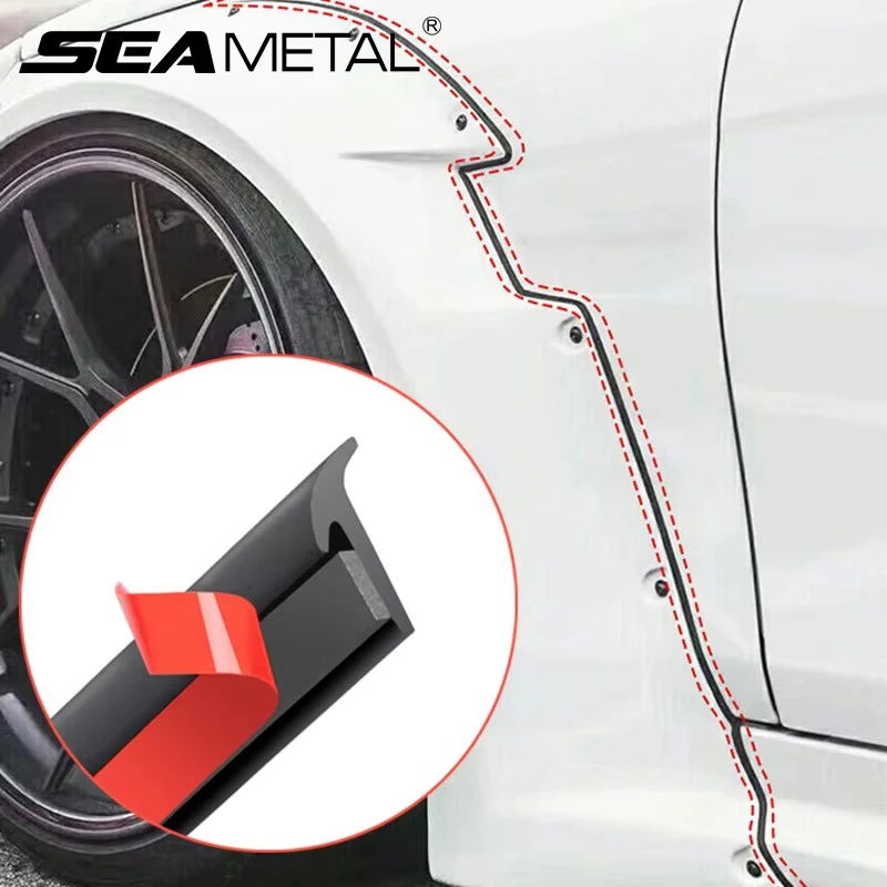 SEAMETAL Car Edge Gap Seal Strip Rubber Fender Flare Arch Protector Strips Inclined T-Shaped Waterproof Dustproof Sealing Strip