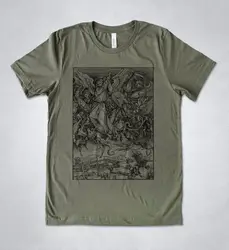 Albrecht Durer t-shirt Saint Michael walczący smok seria Apocalypse renesansowa koszula Woodcut sztuka gotycka niemiecka