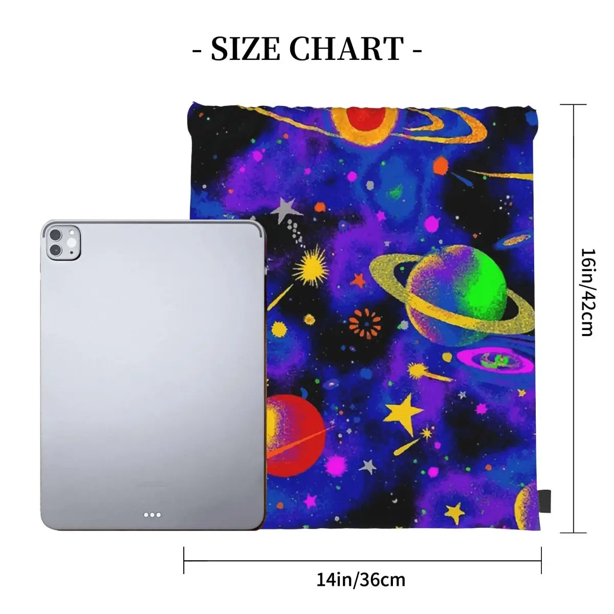 Neon Space Backpacks Fashion Portable Drawstring Bundle Pocket Sundries Bag Book Bags For Travel Students