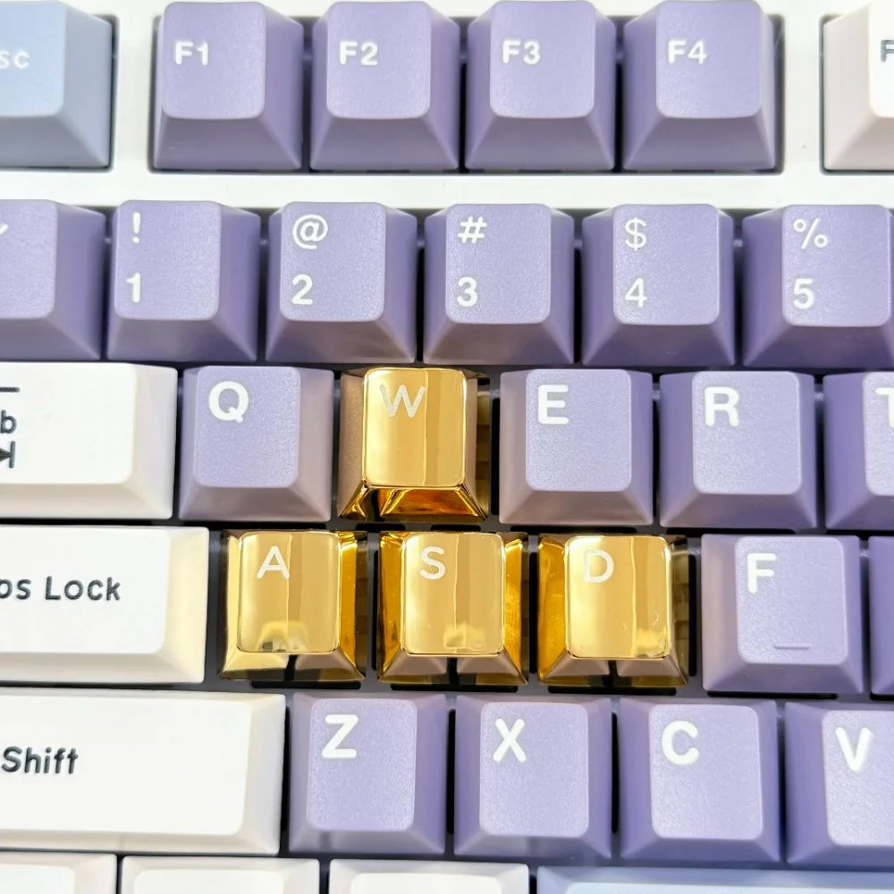 Keycap Logam Aluminium Spacebar 6.25U ESC 1U Keycap Emas Perak WASD Tombol Arah Keycap Keyboard Mekanik Aksesori Game Hadiah