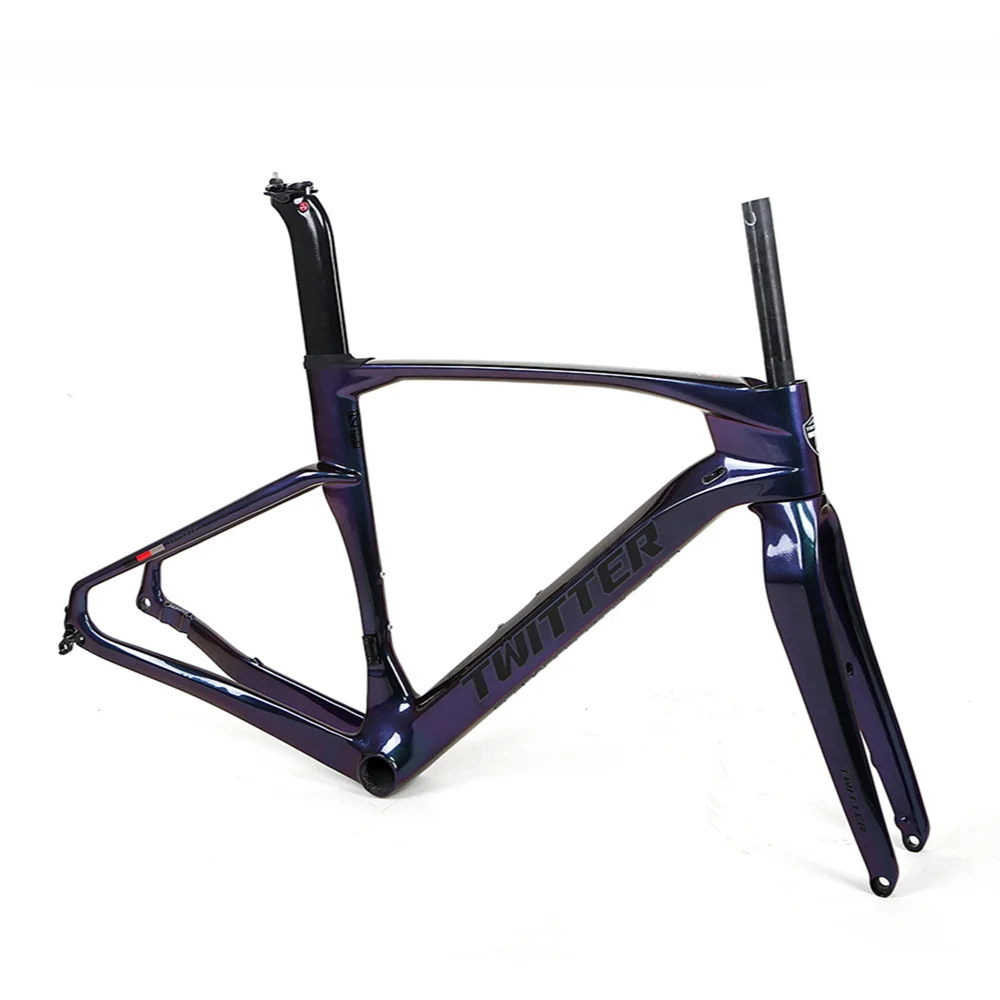 

TWITTER V3 Barrel Axle 12*142mm T900 Carbon Fiber Gravel Frame Disc Brake Version T47*24 Thread BB386 Press-Fit 45/48/50/52/54cm
