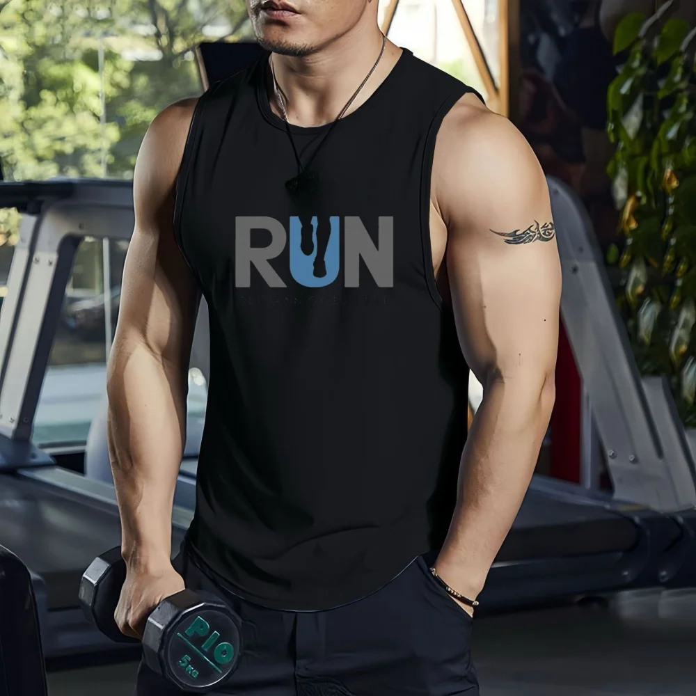 

Fashion Running Sports Tank Tops New Letter Design Print Sleeveless T-shirt Fitness Training Vest Loose Quick Dry Basketball Top